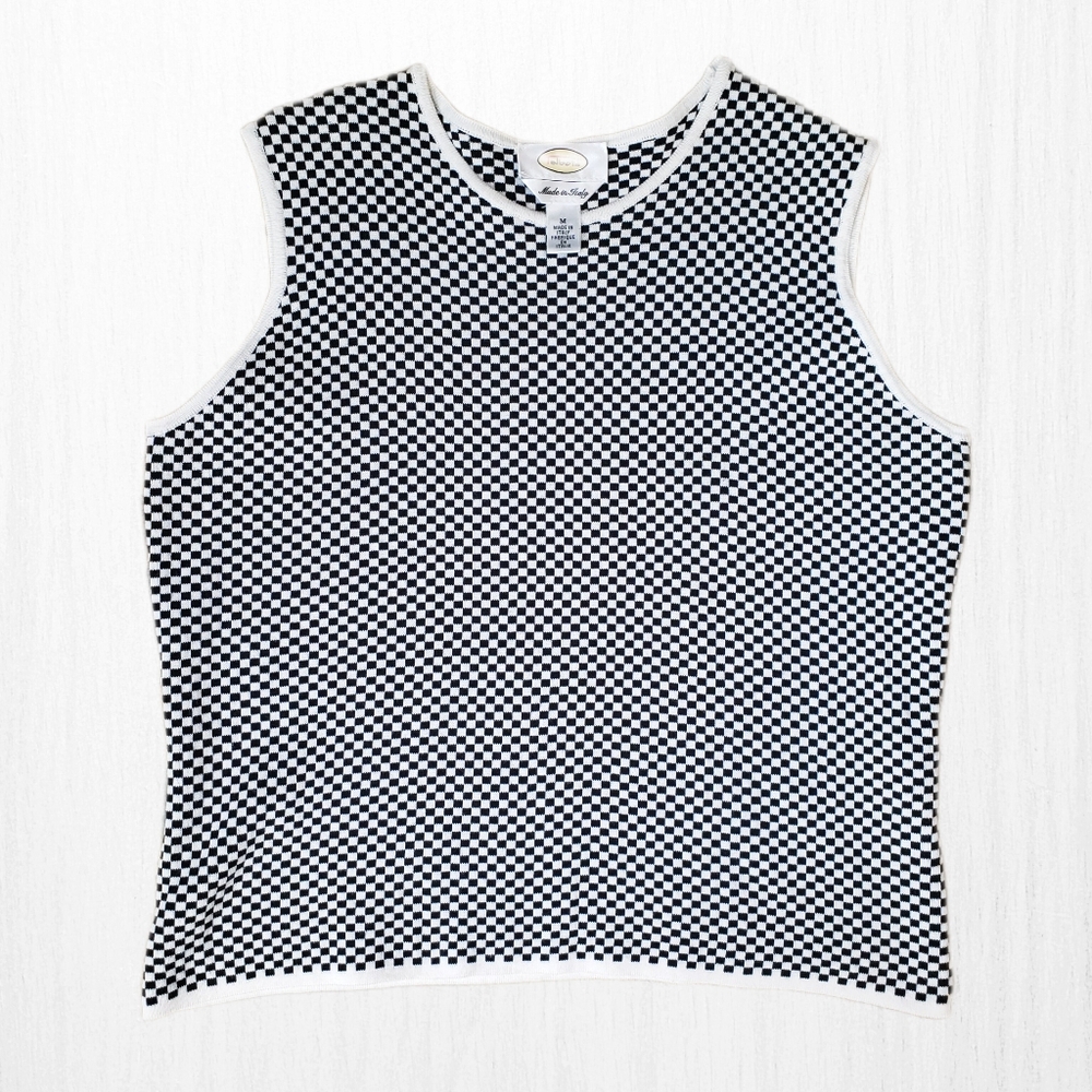 Talbots Checkered Black and White Sweater Vest Size M